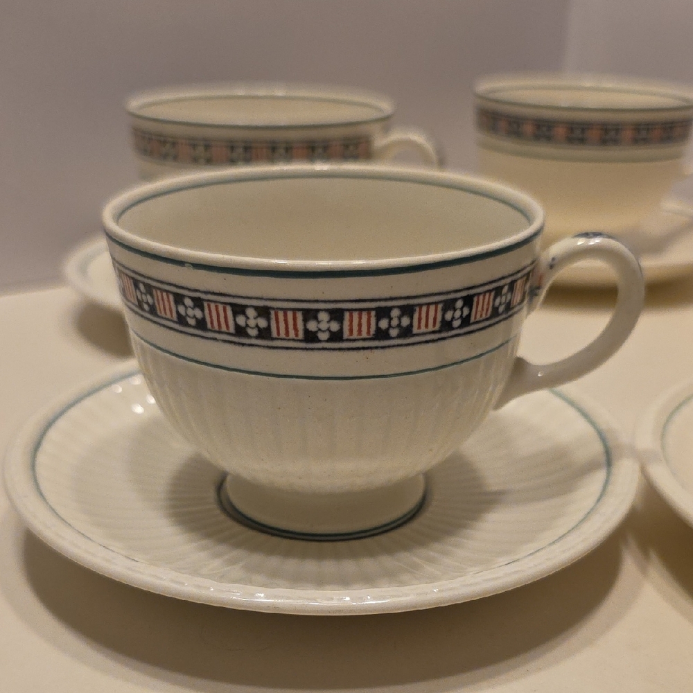 Antique Trentham Wedgewood 5 Teacups And 5 Saucers England Aug. 1 1922